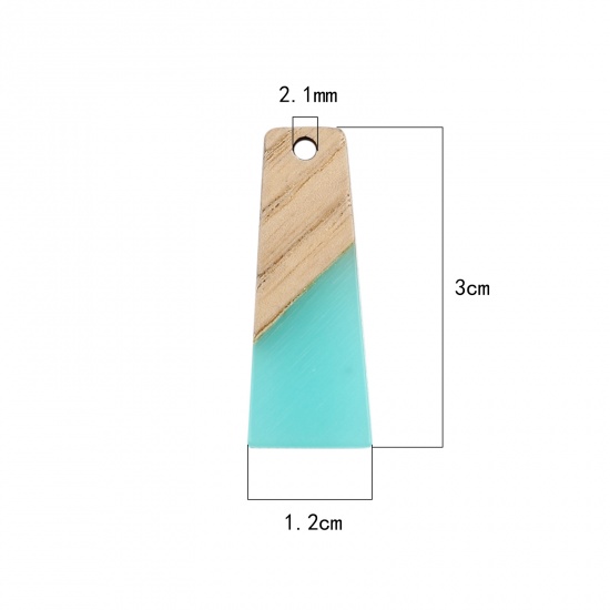 Picture of Resin & Wood Wood Effect Resin Pendants Trapezoid At Random Color 30mm x 12mm, 5 PCs