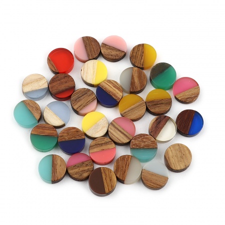 Legno & Resina Resina Effetto Legno Dome Seals Cabochon Tondo A Random 10mm Dia, 10 Pz