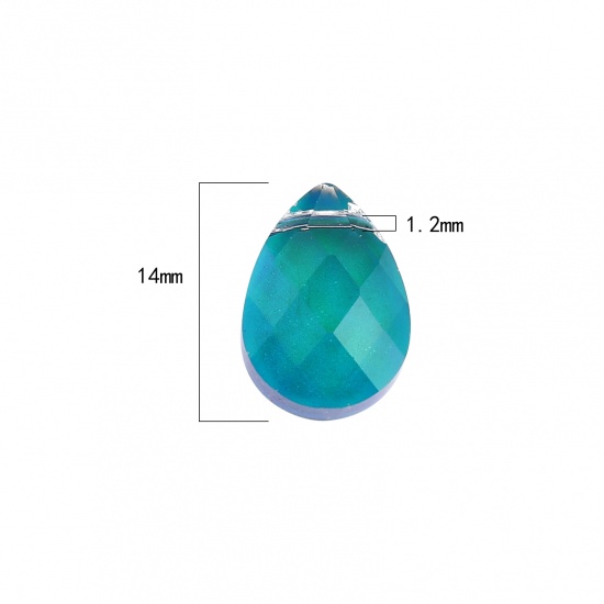 Picture of Glass Color Change Temperature Sensing Charms Drop Multicolor Faceted 14mm x 10mm, 2 PCs