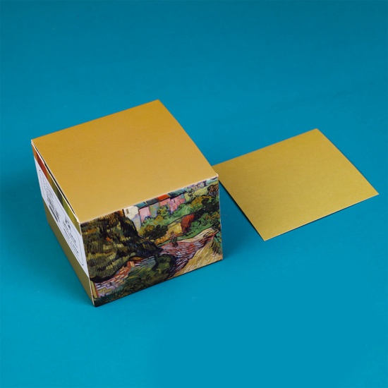 Picture of Khaki - Non-sticky Message Note Paper Solid Color Stationery 7x7x5.5cm, 1 Box