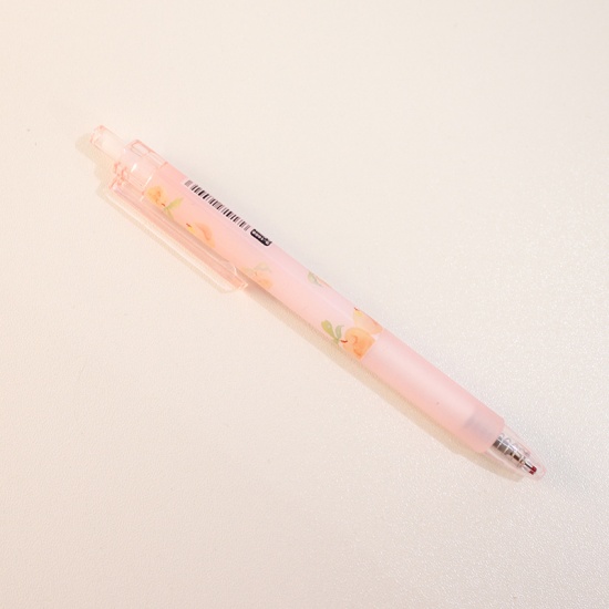 Immagine di Peach Pink - Peach Fruit Push Clip Gel Pen 0.5mm Black Ink 14.5cm long, 2 PCs