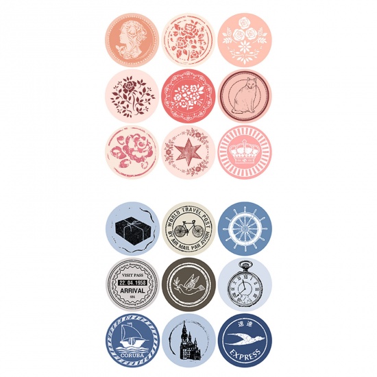 Immagine di Multicolor - Waterproof Retro Things Gift Seals Stickers Self-adhesive Label 4cm Dia., 2 Sets