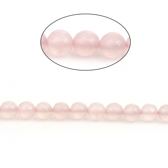 (グレードB) ローズ水晶 ( 天然) ビーズ 円形 薄ピンク 接平面 約 10mm直径、 穴：約 1.4mm、 38.0cm 長さ、 1 連 （約 38PCS /一連） の画像