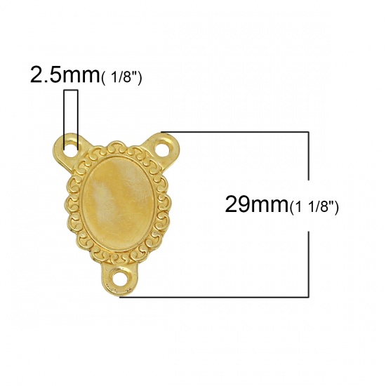 Picture of Zinc Based Alloy Cabochon Settings Connectors Oval Gold Plated (Fits 17mm x 12mm) 29mm(1 1/8") x 21mm( 7/8"), 50 PCs