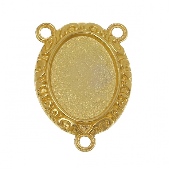 Immagine di Lega di Zinco Connettore Ovale Oro Placcato Basi per Cabochon (Addetti 16mmx12mm) 24mm x 18mm, 30 Pz