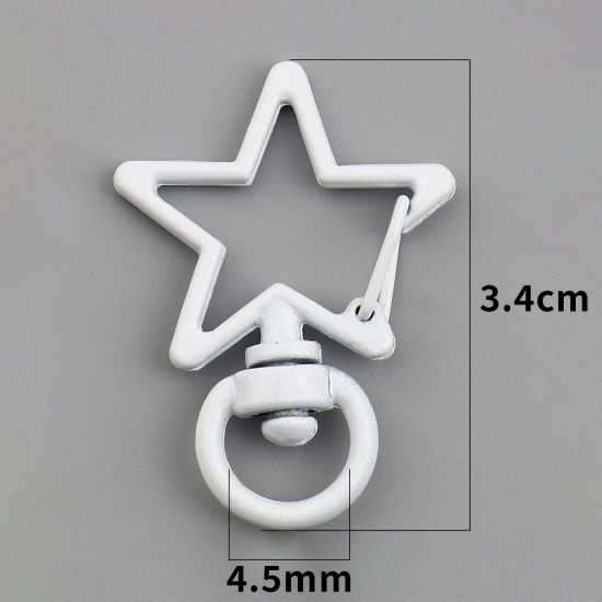 Picture of Zinc Based Alloy Keychain & Keyring White Star 34mm x 24mm, 10 PCs