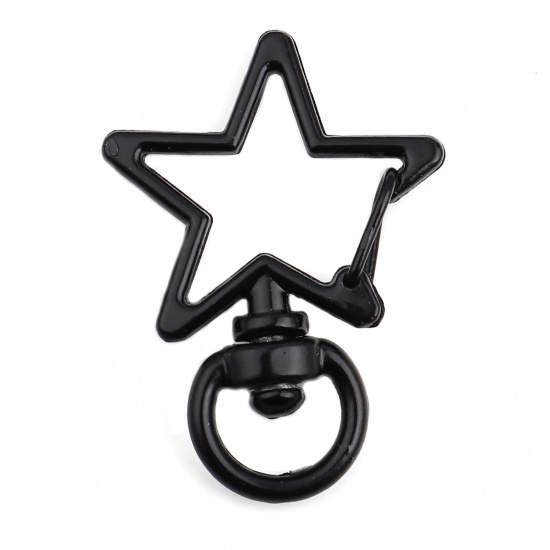 Picture of Zinc Based Alloy Keychain & Keyring Black Star 34mm x 24mm, 10 PCs