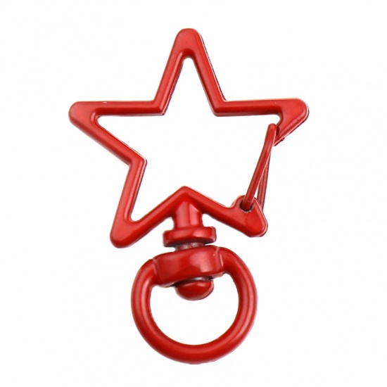 Picture of Zinc Based Alloy Keychain & Keyring Dark Red Star 34mm x 24mm, 10 PCs