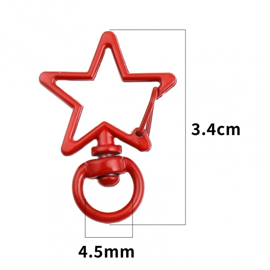 Picture of Zinc Based Alloy Keychain & Keyring Dark Red Star 34mm x 24mm, 10 PCs