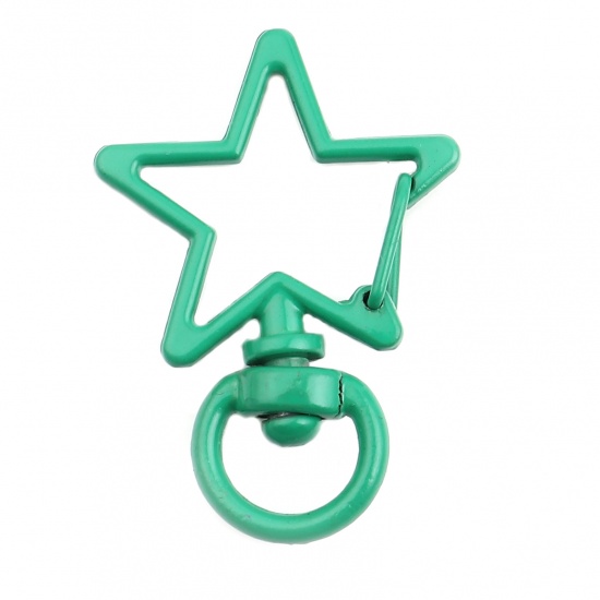 Picture of Zinc Based Alloy Keychain & Keyring Green Star 34mm x 24mm, 10 PCs