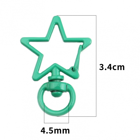 Picture of Zinc Based Alloy Keychain & Keyring Green Star 34mm x 24mm, 10 PCs