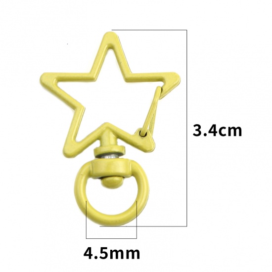 Picture of Zinc Based Alloy Keychain & Keyring Yellow Star 34mm x 24mm, 10 PCs