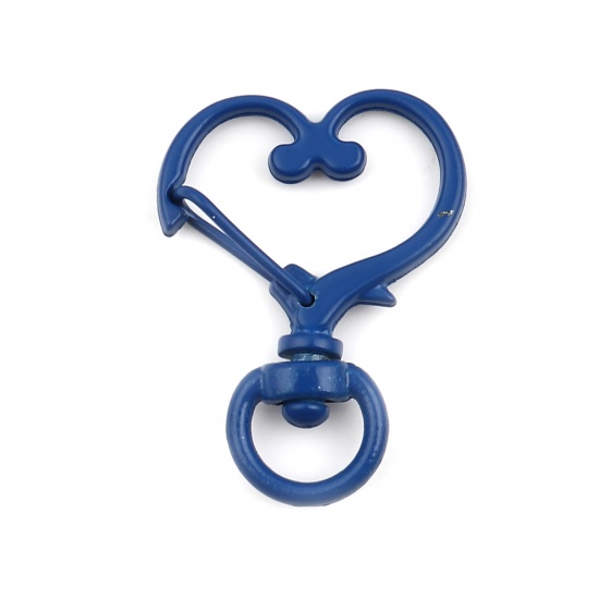 Immagine di Lega di Zinco Anello Portachiavi Blu Scuro Cuore 34mm x 24mm, 10 Pz