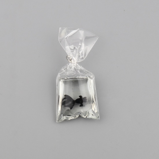 Picture of Resin Pendants Bag Goldfish Black 50mm x 22mm, 5 PCs