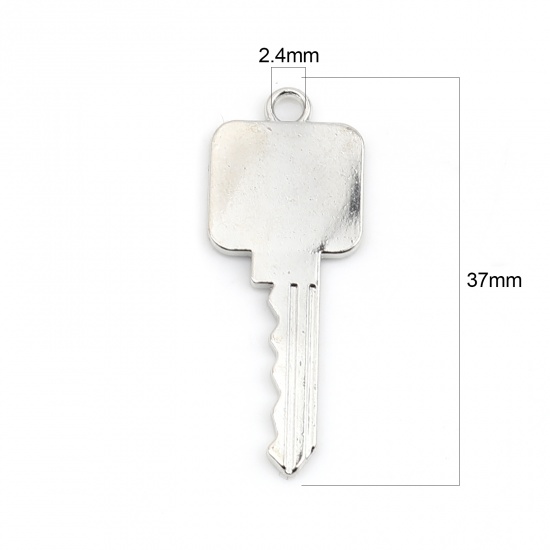 Image de Pendentifs en Alliage de Zinc Clé Argent Mat 37mm x 14mm, 30 Pcs