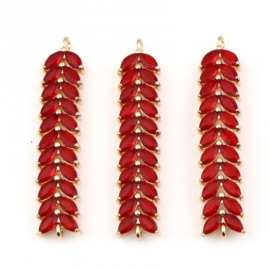 Picture of Brass & Glass Connectors Marquise Gold Plated Dark Red 41mm x 9mm, 1 Piece                                                                                                                                                                                    