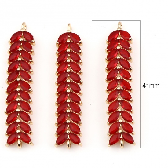 Picture of Brass & Glass Connectors Marquise Gold Plated Dark Red 41mm x 9mm, 1 Piece                                                                                                                                                                                    