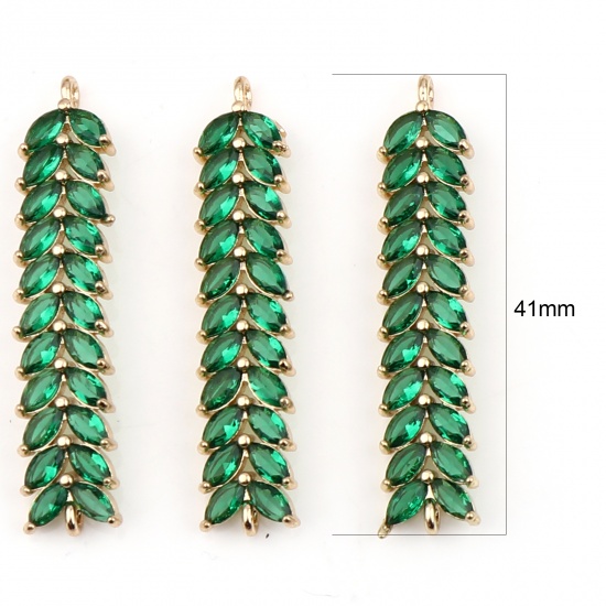 Picture of Brass & Glass Connectors Marquise Gold Plated Green 41mm x 9mm, 1 Piece                                                                                                                                                                                       