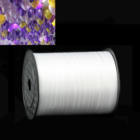 Picture of Plastic Party Festival Curling Balloon Easter Ribbon White 5mm( 2/8"), 1 Roll (Approx 500 Yards/Roll)
