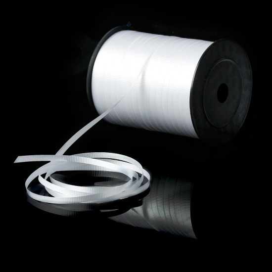 Picture of Plastic Party Festival Curling Balloon Easter Ribbon White 5mm( 2/8"), 1 Roll (Approx 500 Yards/Roll)