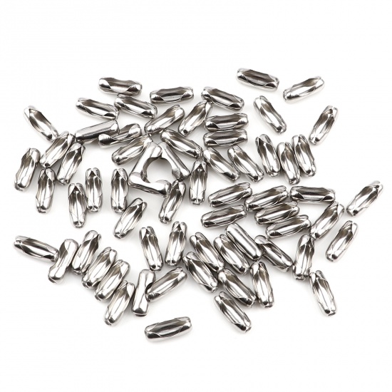 Picture of 304 Stainless Steel Ball Chain Connectors Silver Tone (Fits Chain Size: 3.2mm( 1/8")) 11mm x 4mm, 5 PCs