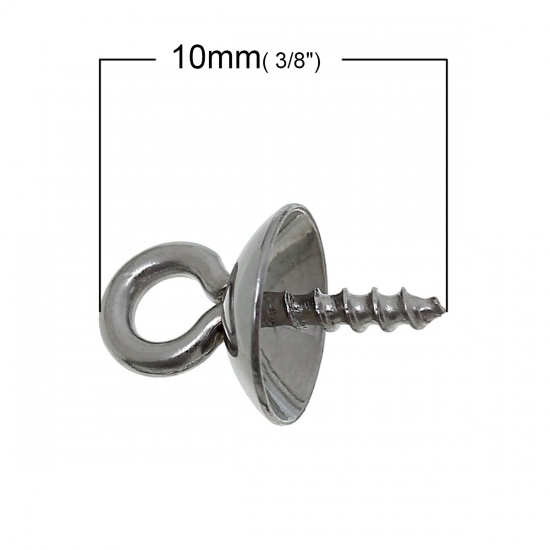 Immagine di Acciaio Inossidabile Manico Perline Tono Argento (Finezza dell'ago 1.3mm) 10mmx6mm, 20 Pz