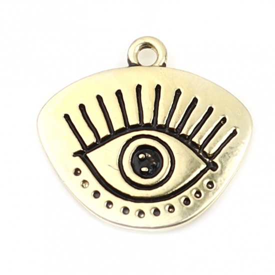 Picture of Zinc Based Alloy Religious Charms Irregular Gold Plated Evil Eye Enamel 24mm x 23mm, 10 PCs