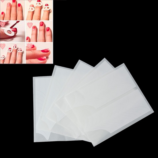 Picture of Paper Nail Art French Sticker V-shaped White 74mm(2 7/8") x 63mm(2 4/8"), 5 Sheets