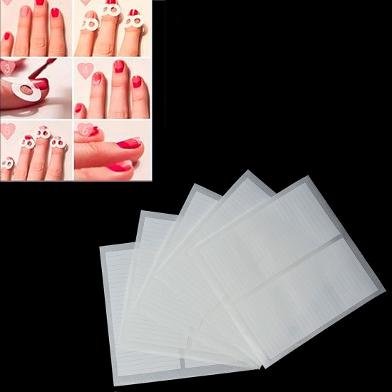 Picture of Paper Nail Art French Sticker Rectangle White 63mm(2 4/8") x 63mm(2 4/8"), 5 Sheets