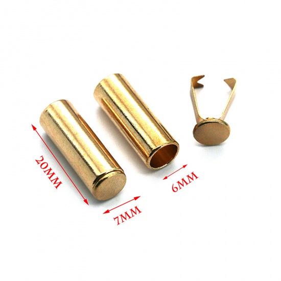 Immagine di Lega di Zinco Fibbia della corda per abbigliamento Cilindrico Oro Placcato Con Chiusura 20mm , 10 Seri