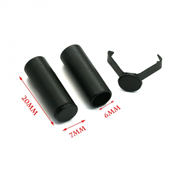 Immagine di Lega di Zinco Fibbia della corda per abbigliamento Cilindrico Nero Con Chiusura 20mm , 10 Seri