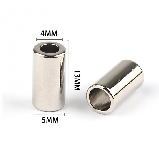 Picture of Zinc Based Alloy Clothing Rope Buckle Stopper Cylinder Silver Tone 13mm, 10 PCs