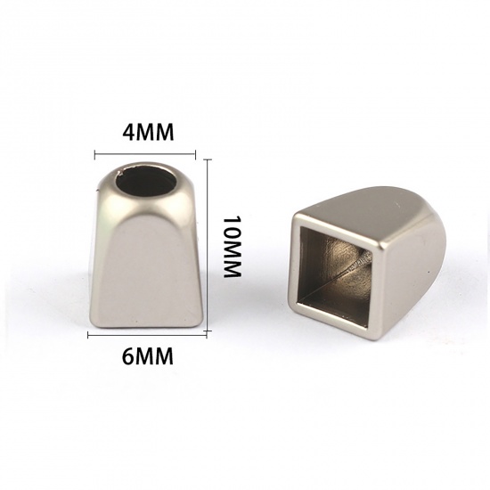 Picture of Zinc Based Alloy Clothing Rope Buckle Stopper Geometric Matt Silver Color 10mm, 10 PCs