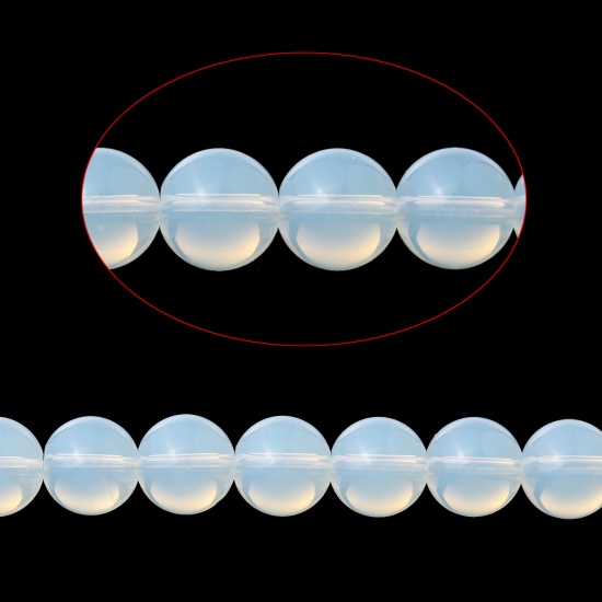Image de (Classement D) Perle en Opale (Imitation) Rond Blanc 8mm Dia, Taille de Trou: 1.5mm, 40cm long, 1 Enfilade