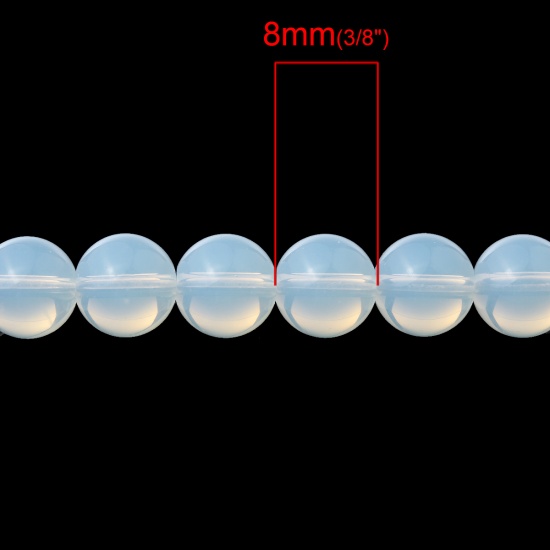 Image de (Classement D) Perle en Opale (Imitation) Rond Blanc 8mm Dia, Taille de Trou: 1.5mm, 40cm long, 1 Enfilade