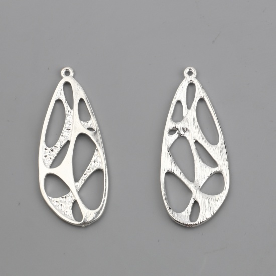 Picture of Zinc Based Alloy Insect Pendants Butterfly Animal Silver Plated Wing 54mm x 22mm, 5 PCs
