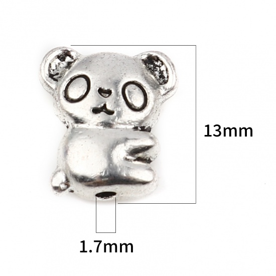 Picture of Zinc Based Alloy Spacer Beads Koala Bear Antique Silver Color About 13mm x 12mm, Hole: Approx 1.7mm, 10 PCs