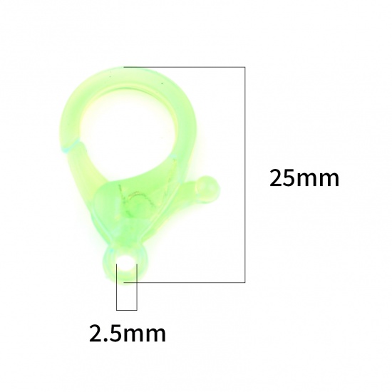 Immagine di Plastica Fibbia Aragosta Verde Fluorescente 25mm x 17mm, 30 Pz