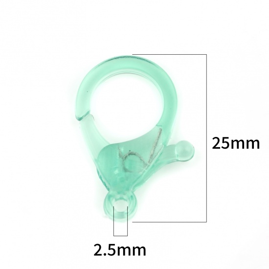 Picture of Plastic Lobster Clasp Findings Green 25mm x 17mm, 30 PCs