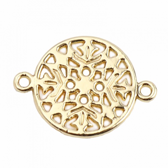 Picture of Zinc Based Alloy Connectors Round Gold Plated Flower 20mm x 15mm, 10 PCs