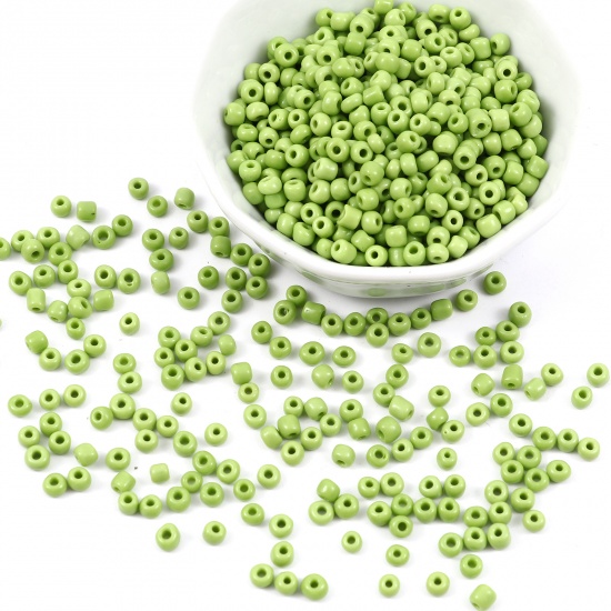 Picture of Glass Seed Beads Round Grass Green About 2mm Dia., Hole: Approx 0.7mm, 1 Packet ( 44000 PCs/Packet)