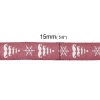Immagine di Cotone Mestiere DIY Nastro Cucito Bianco & Rosso Fiocco di Neve Disegno 15mm, 1 Rotolo (Circa 5 M/Rotolo)