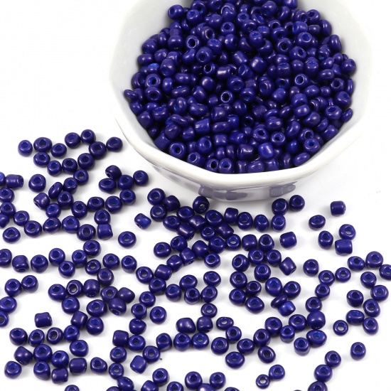Picture of Glass Seed Beads Round Royal Blue About 2mm Dia., Hole: Approx 0.7mm, 1 Packet ( 44000 PCs/Packet)