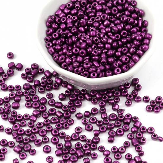 Picture of Glass Seed Beads Round Dark Purple About 2mm Dia., Hole: Approx 0.7mm, 1 Packet ( 44000 PCs/Packet)