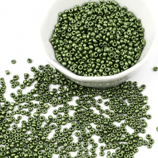 Picture of Glass Seed Beads Round Dark Green About 2mm Dia., Hole: Approx 0.7mm, 1 Packet ( 44000 PCs/Packet)