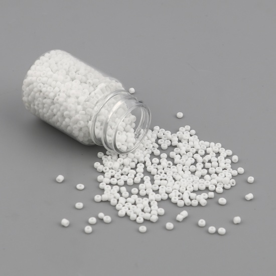 Picture of Glass Seed Seed Beads Round White About 2mm Dia., Hole: Approx 0.7mm, 1 Bottle