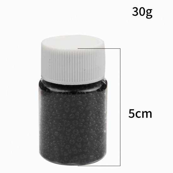 Picture of Glass Seed Seed Beads Round Black About 2mm Dia., Hole: Approx 0.7mm, 1 Bottle