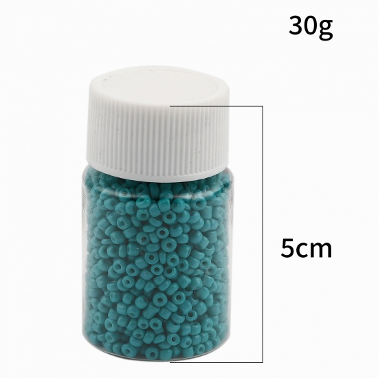 Picture of Glass Seed Seed Beads Round Peacock Green About 2mm Dia., Hole: Approx 0.7mm, 1 Bottle