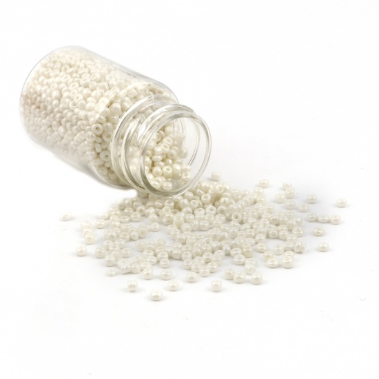 Picture of Glass Seed Seed Beads Round Creamy-White About 2mm Dia., Hole: Approx 0.7mm, 1 Bottle