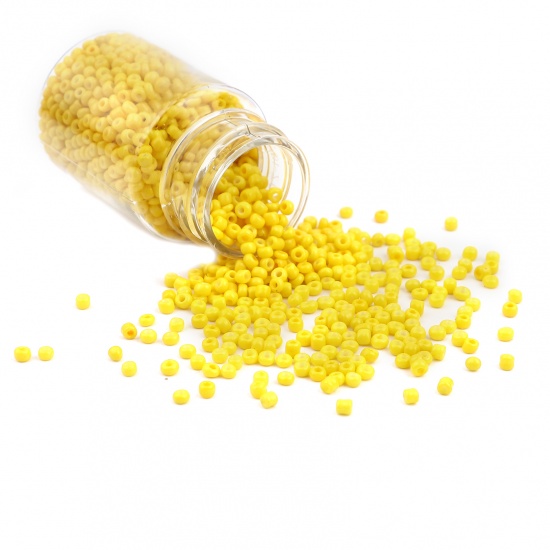 Picture of Glass Seed Seed Beads Round Lemon Yellow About 2mm Dia., Hole: Approx 0.7mm, 1 Bottle